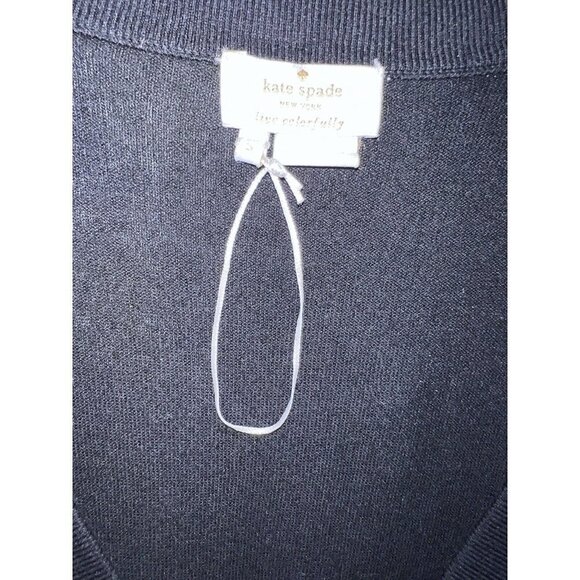 KATE SPADE NY Womens Black Cashmere Blend Knit Button Up Cardigan Sweater - Picture 6 of 11